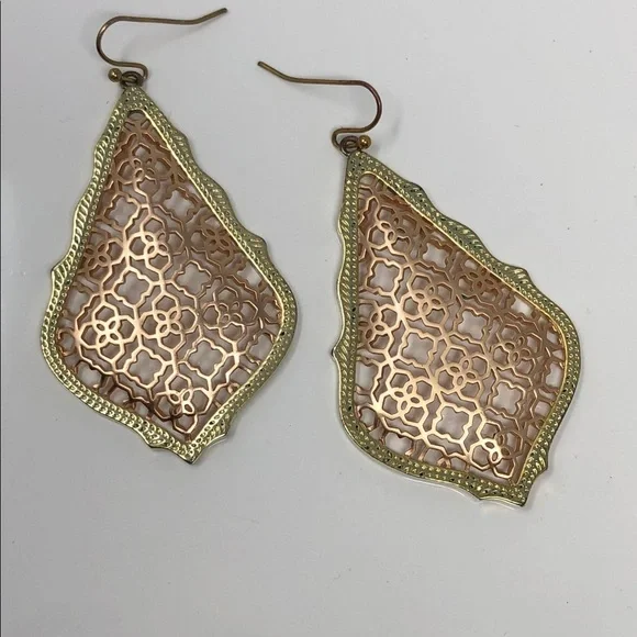 Kendra Scott Earrings Adair Gold & Rose Gold Drop Style For Pierced Ears - Picture 4 of 9